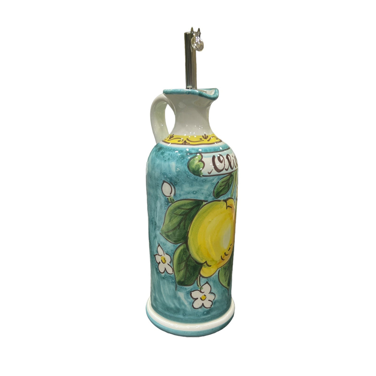 Bottiglia Olio Con Manico Fantasia Limoni E Fiori - Sorrento è