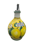 Bottiglia Olio Tonda Con Manico Fantasia Limoni E Fiori - Sorrento è