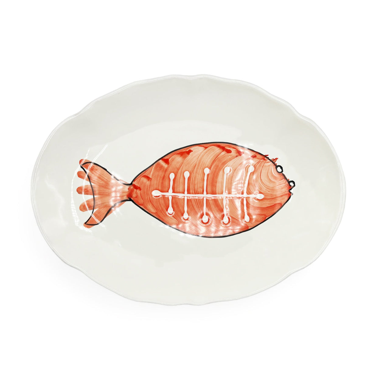Piatto Ovale Ondulato Fantasia Pesce - Sorrento è