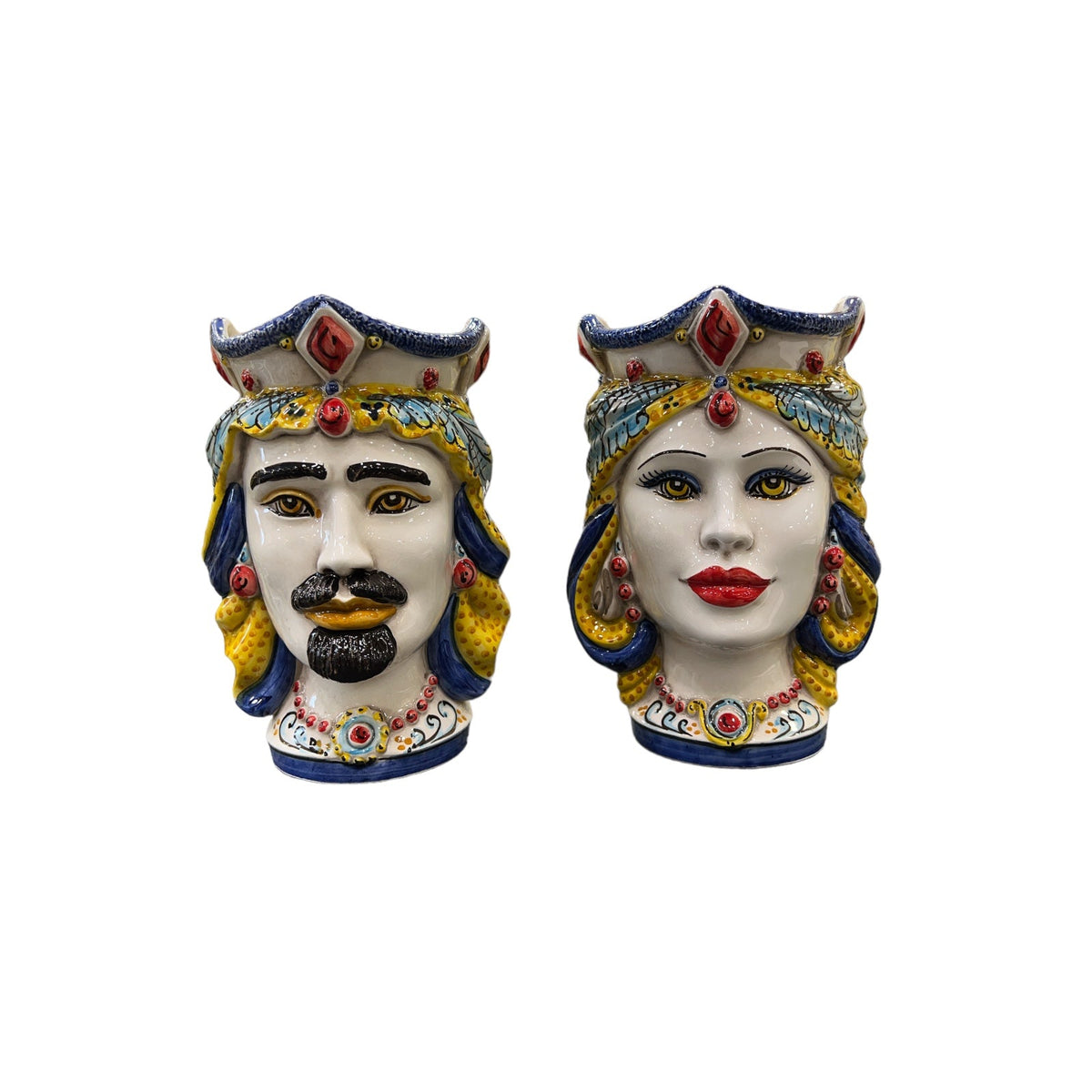 Teste di Moro Ceramica di Caltagirone Blu-Giallo CM18 - Sorrento è